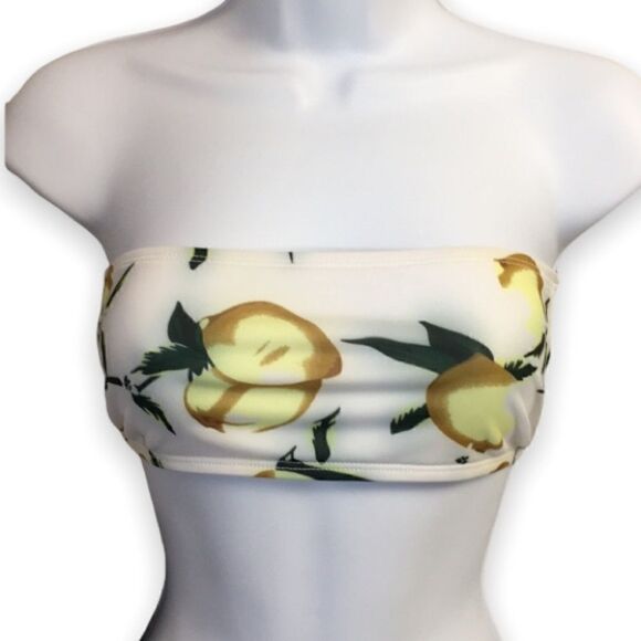 Fashion Nova Lemonade Stand Bandeau Bikini Top Yellow White Size Medium NWT - Picture 1 of 11